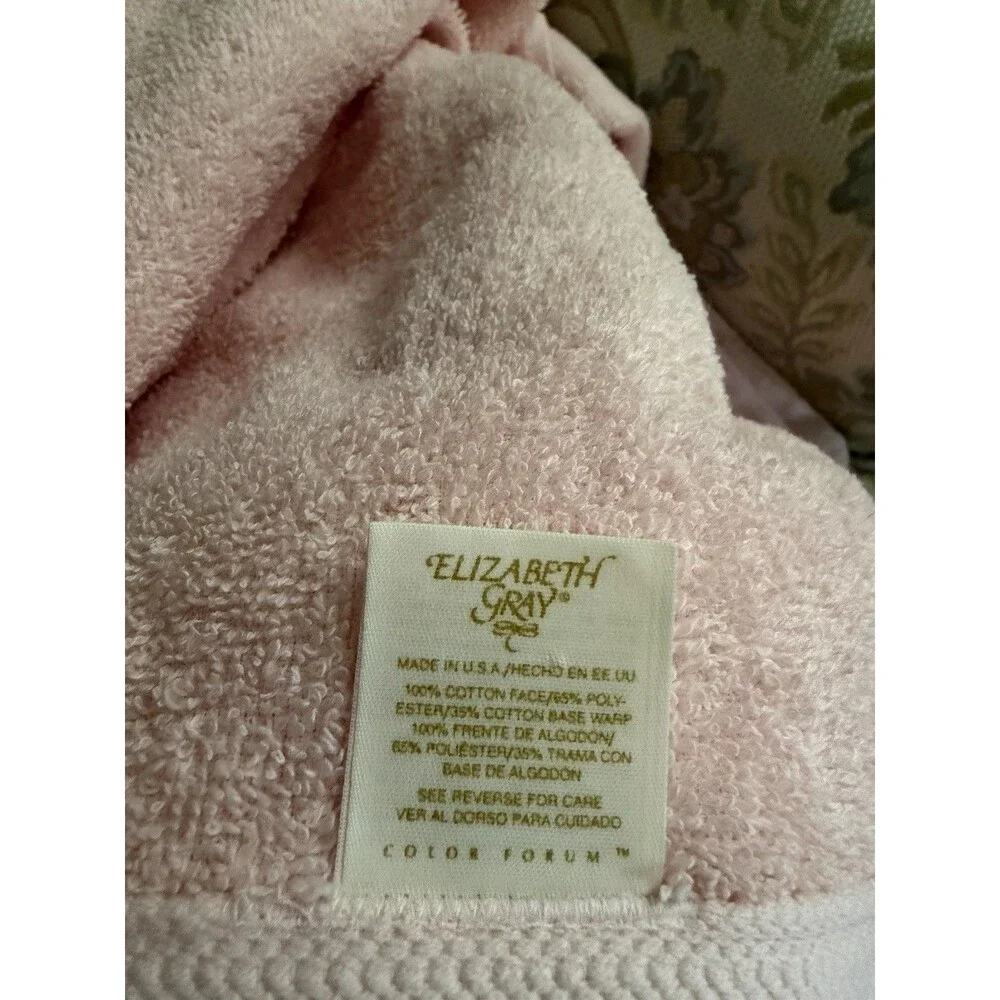 Vtg Elizabeth Gray Lace 5pc Towel Set Pink Bows Made n USA